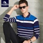 傳奇保羅男裝秋季新款男士t恤衫純棉翻領(lǐng)套頭商務(wù)休閑男式T恤品牌