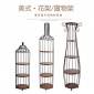 歐式復(fù)古鐵藝花架客廳陽臺多肉實(shí)木防水 黑色金色鳥籠多層置物架